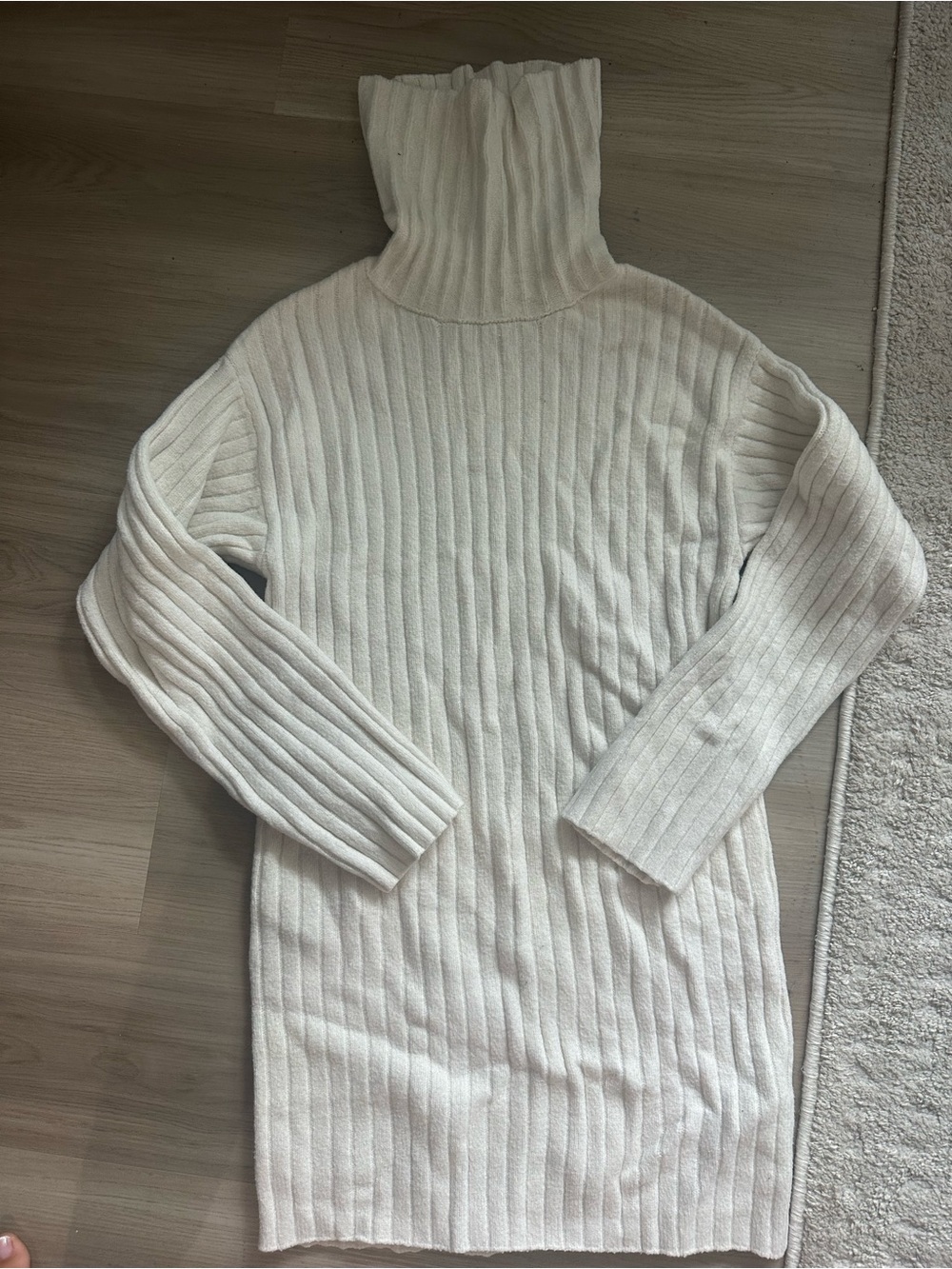 Abercrombie Women's Cream Ribbed Turtleneck Sweater Dress